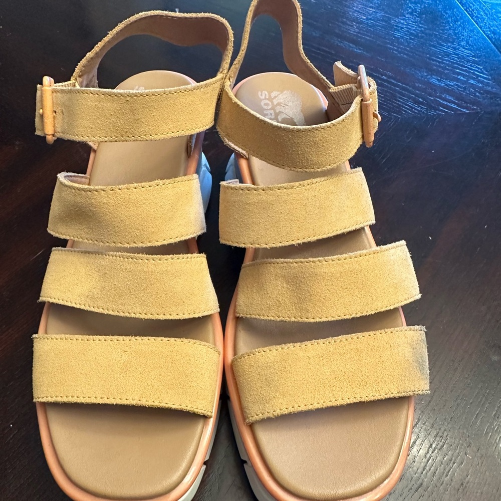 Sorel Women's Mustard Yellow Strappy Suede Sandals